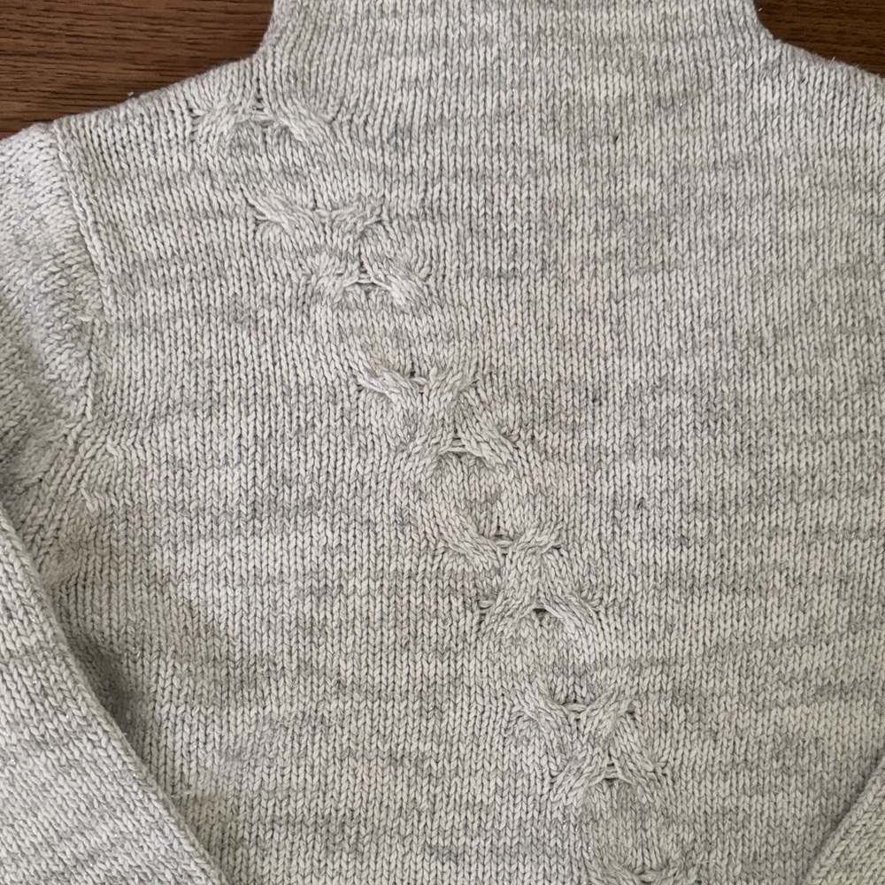 😊Coldwater Creek Heather Gray Cable-Accent Turtleneck Sweater